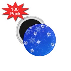 Winter Blue Snowflakes Rain Cool 1 75  Magnets (100 Pack) 