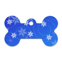 Winter Blue Snowflakes Rain Cool Dog Tag Bone (two Sides) by Mariart