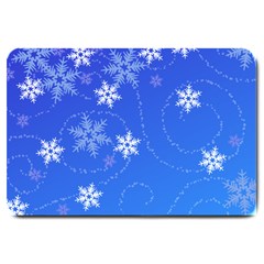 Winter Blue Snowflakes Rain Cool Large Doormat  by Mariart