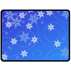 Winter Blue Snowflakes Rain Cool Fleece Blanket (large) 