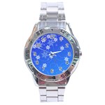 Winter Blue Snowflakes Rain Cool Stainless Steel Analogue Watch Front