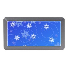 Winter Blue Snowflakes Rain Cool Memory Card Reader (mini)