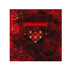 Wonderful Elegant Decoative Heart With Flowers On The Background Small Satin Scarf (square) by FantasyWorld7