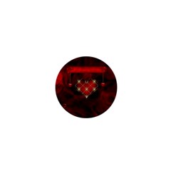 Wonderful Elegant Decoative Heart With Flowers On The Background 1  Mini Buttons