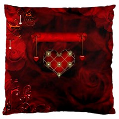 Wonderful Elegant Decoative Heart With Flowers On The Background Standard Flano Cushion Case (one Side) by FantasyWorld7