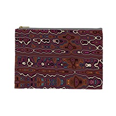 Hippy Boho Chestnut Warped Pattern Cosmetic Bag (large)  by KirstenStar