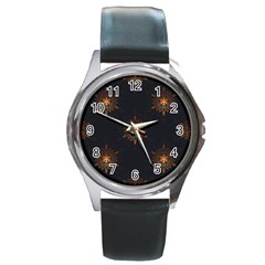 Winter Pattern 11 Round Metal Watch