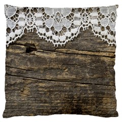 Shabbychicwoodwall Large Cushion Case (one Side) by NouveauDesign