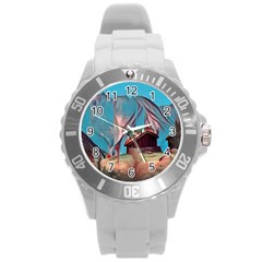 Modern Norway Painting Round Plastic Sport Watch (l) by NouveauDesign