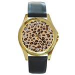 Leopard Print Round Gold Metal Watch