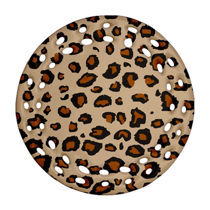 Leopard Print Round Filigree Ornament (Two Sides)