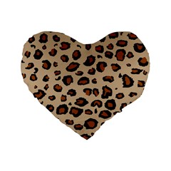 Leopard Print Standard 16  Premium Flano Heart Shape Cushions by TRENDYcouture