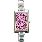 Pink Leopard Rectangle Italian Charm Watch