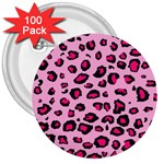 Pink Leopard 3  Buttons (100 pack) 