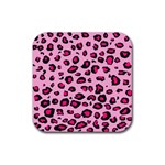 Pink Leopard Rubber Coaster (Square) 
