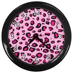 Pink Leopard Wall Clocks (Black)