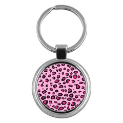 Pink Leopard Key Chains (round) 