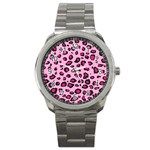 Pink Leopard Sport Metal Watch