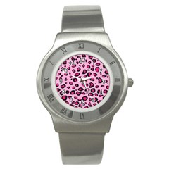 Pink Leopard Stainless Steel Watch