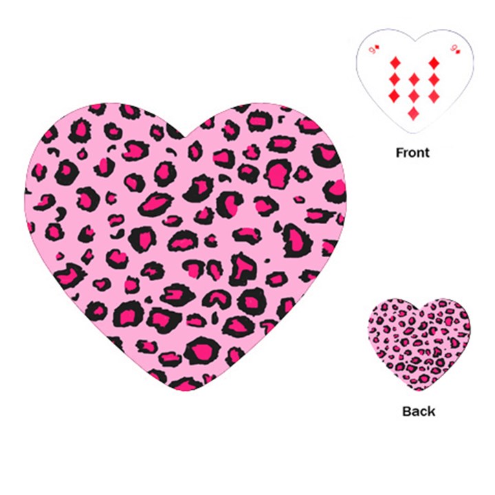 Pink Leopard Playing Cards (Heart) 
