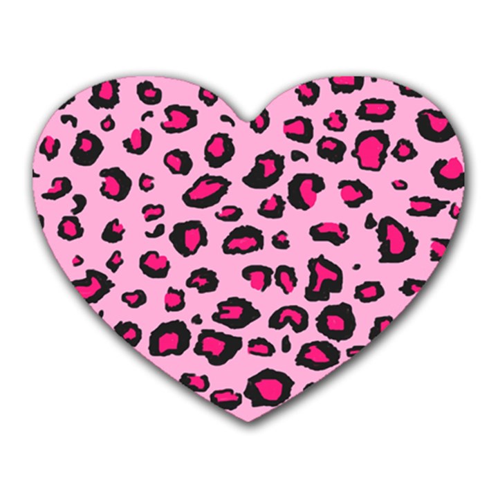 Pink Leopard Heart Mousepads