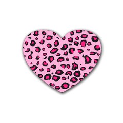 Pink Leopard Rubber Coaster (heart)  by TRENDYcouture