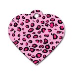 Pink Leopard Dog Tag Heart (Two Sides) Front