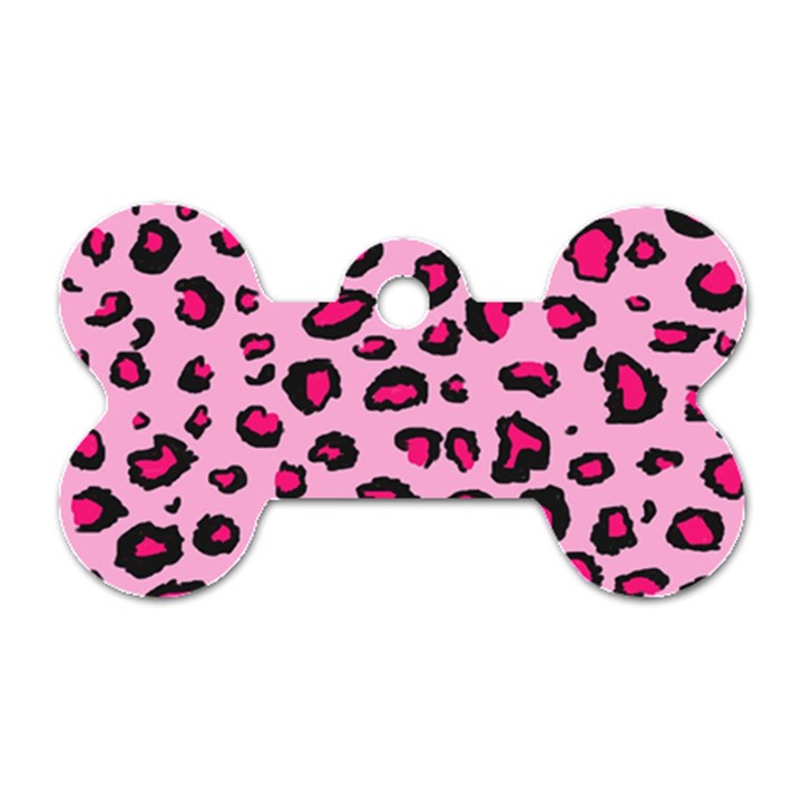 Pink Leopard Dog Tag Bone (Two Sides)