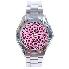 Pink Leopard Stainless Steel Analogue Watch