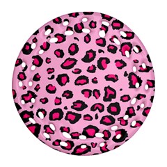 Pink Leopard Round Filigree Ornament (two Sides)