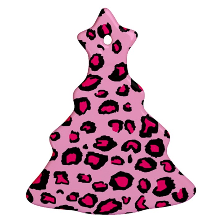 Pink Leopard Christmas Tree Ornament (Two Sides)