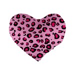Pink Leopard Standard 16  Premium Heart Shape Cushions Front
