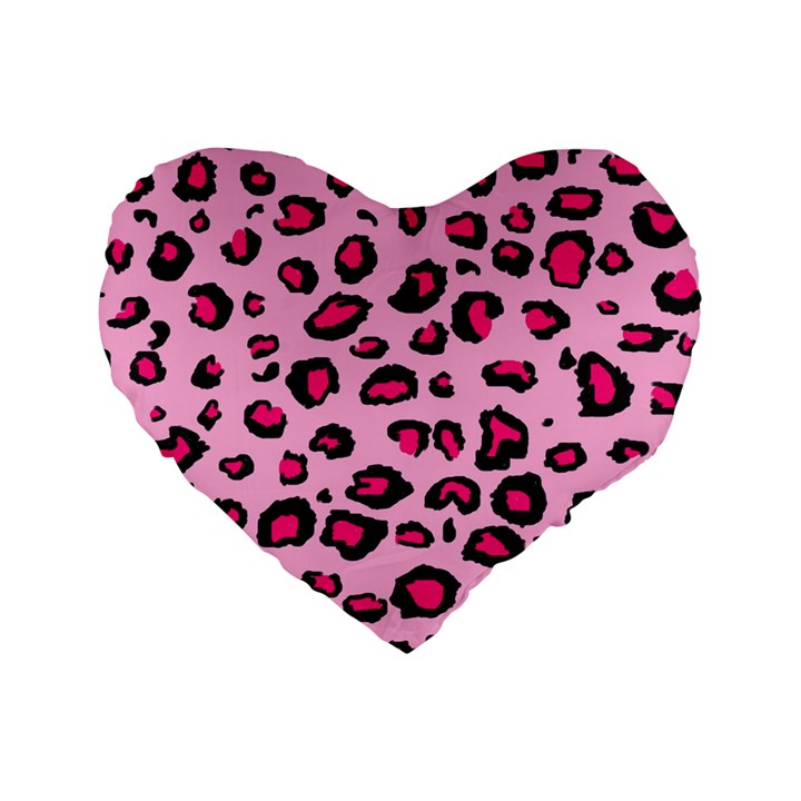 Pink Leopard Standard 16  Premium Heart Shape Cushions