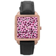 Pink Leopard Rose Gold Leather Watch  by TRENDYcouture