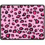 Pink Leopard Double Sided Fleece Blanket (Medium)  58.8 x47.4  Blanket Back