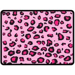 Pink Leopard Double Sided Fleece Blanket (Large)  80 x60  Blanket Back