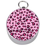 Pink Leopard Silver Compasses Front