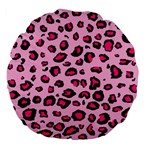 Pink Leopard Large 18  Premium Flano Round Cushions Front
