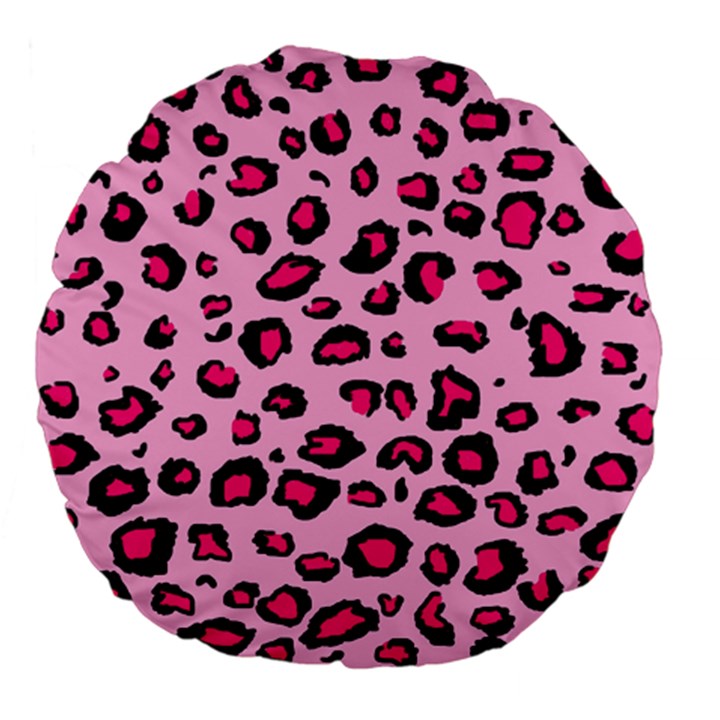 Pink Leopard Large 18  Premium Flano Round Cushions
