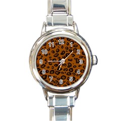 Dark Leopard Round Italian Charm Watch by TRENDYcouture