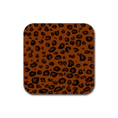 Dark Leopard Rubber Coaster (square)  by TRENDYcouture