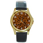 Dark Leopard Round Gold Metal Watch