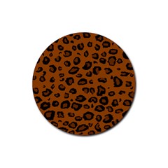 Dark Leopard Rubber Round Coaster (4 Pack)  by TRENDYcouture