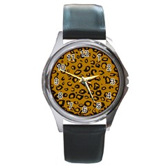 Golden Leopard Round Metal Watch by TRENDYcouture