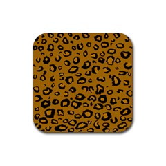 Golden Leopard Rubber Coaster (square)  by TRENDYcouture