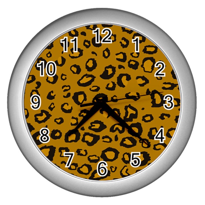 Golden Leopard Wall Clocks (Silver) 