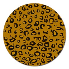 Golden Leopard Magnet 5  (round)