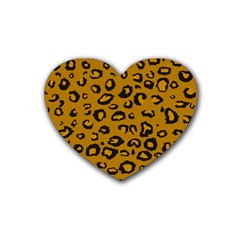 Golden Leopard Rubber Coaster (heart)  by TRENDYcouture