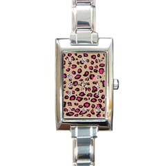 Pink Leopard 2 Rectangle Italian Charm Watch