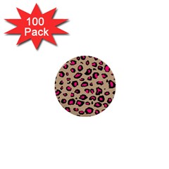 Pink Leopard 2 1  Mini Buttons (100 Pack) 